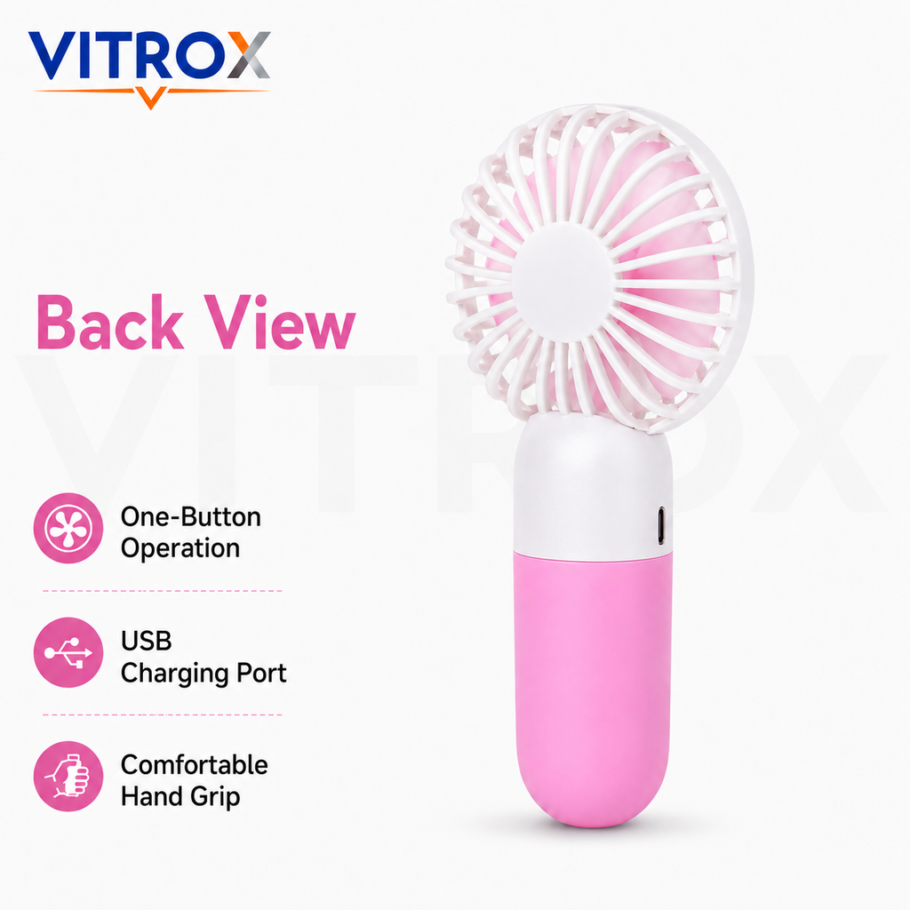 Mini USB Rechargeable Handheld Fan with Detachable Desktop Base
