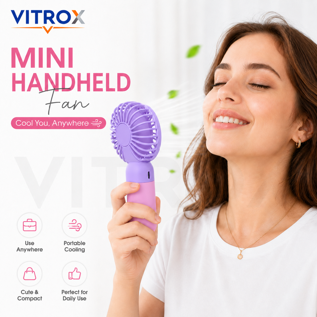 Mini USB Rechargeable Handheld Fan with Detachable Desktop Base