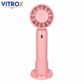 VITROX Mini Handheld Fan with Detachable Base – 3-Speed USB Rechargeable Portable Cooling Fan, Pink