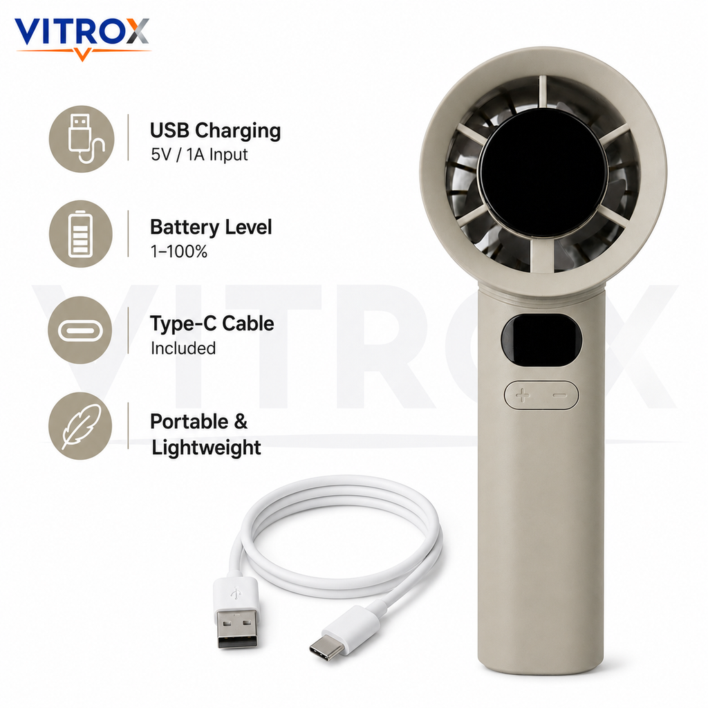 VITROX Digital Display Mini Handheld Fan