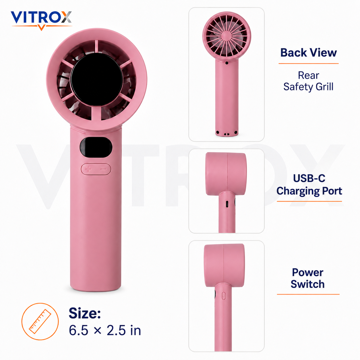 VITROX Digital Display Mini Handheld Fan