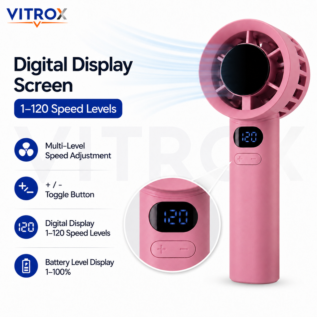 VITROX Digital Display Mini Handheld Fan