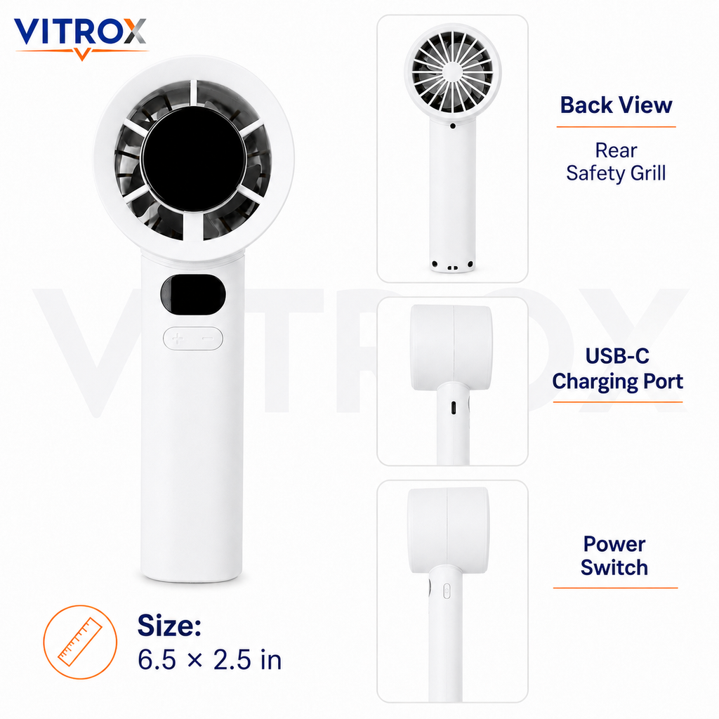 VITROX Digital Display Mini Handheld Fan