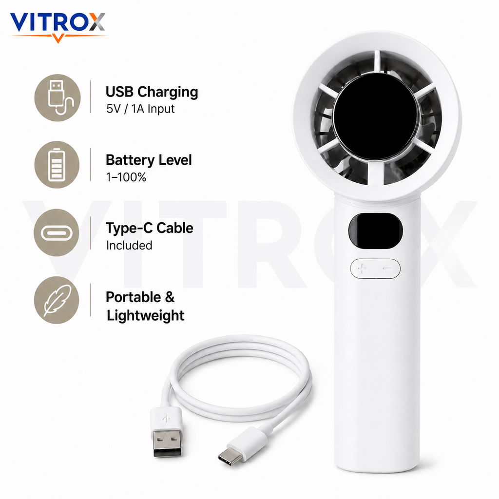 VITROX Digital Display Mini Handheld Fan