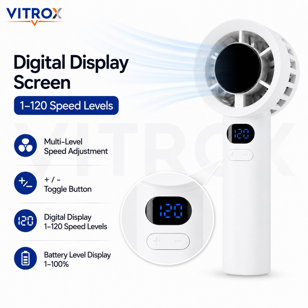 VITROX Digital Display Mini Handheld Fan