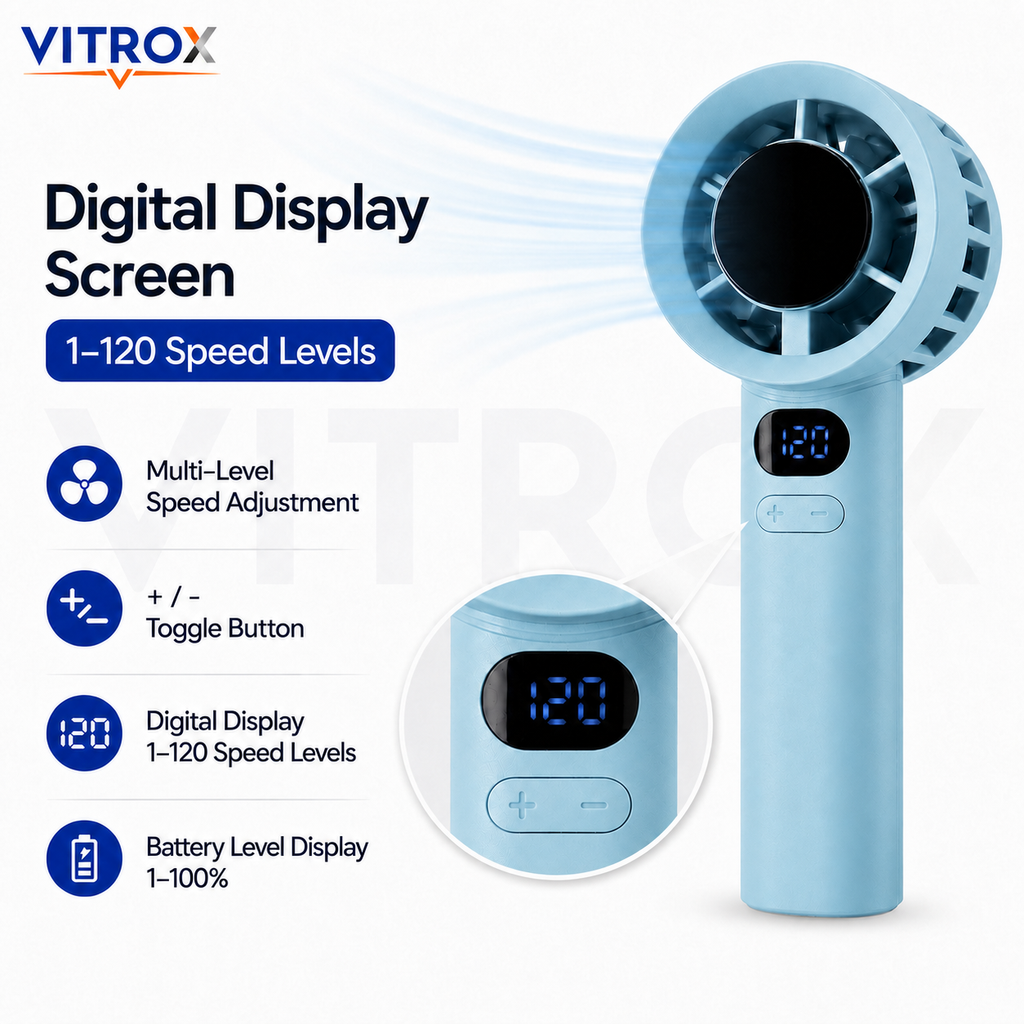 VITROX Digital Display Mini Handheld Fan