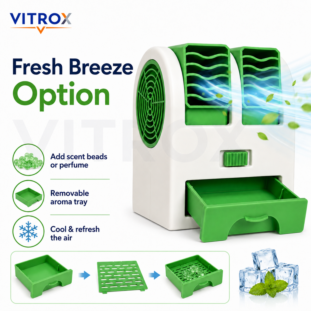 VITROX Mini Dual-Blower Air Cooler with Water/Ice & Aroma Tray