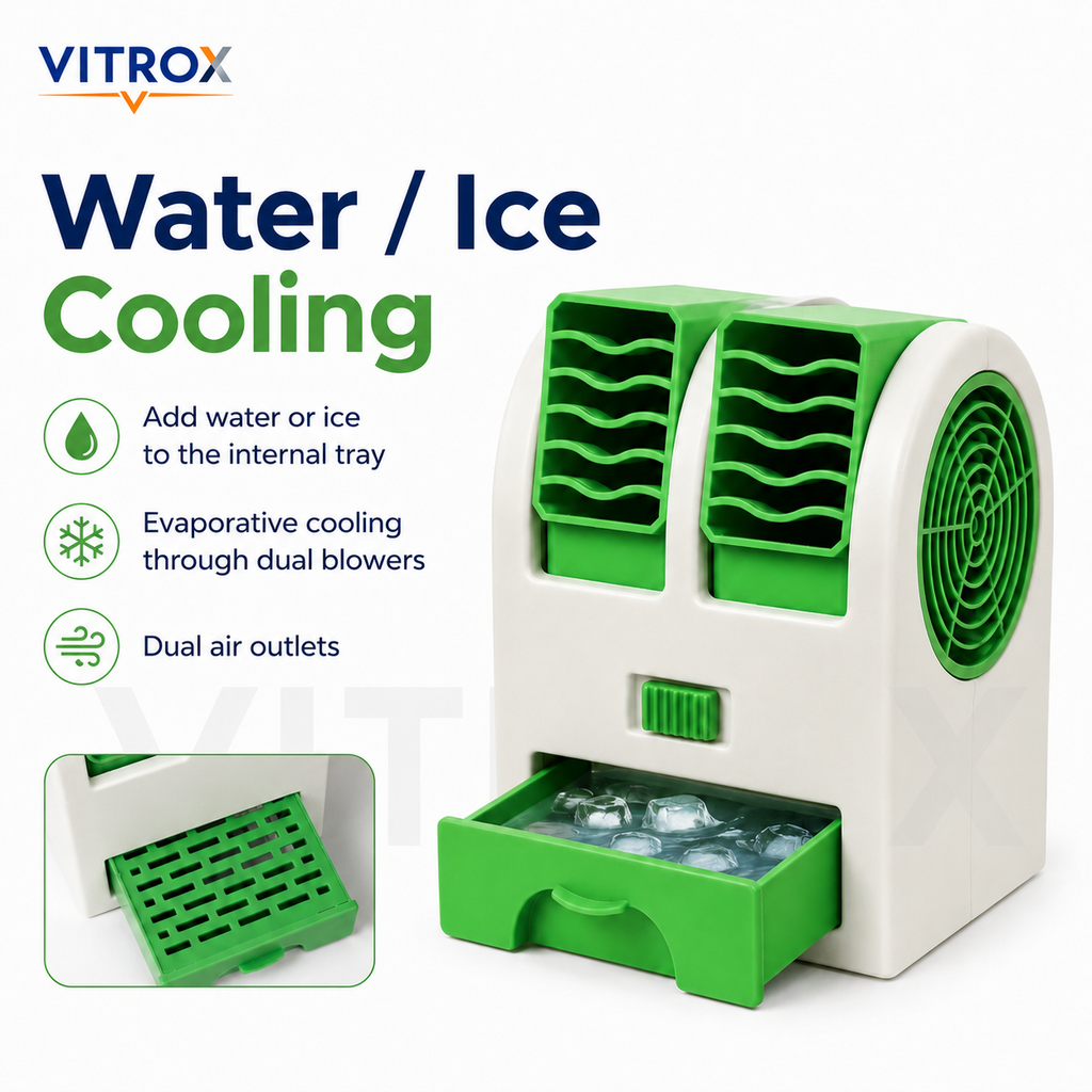 VITROX Mini Dual-Blower Air Cooler with Water/Ice & Aroma Tray