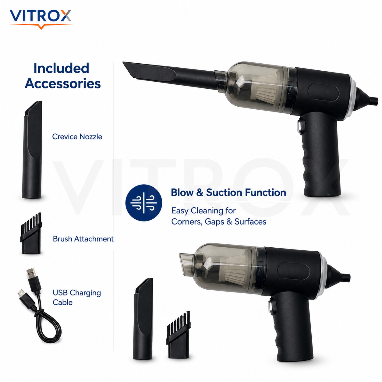 Rechargeable Handheld Car Vacuum Cleaner  – Black