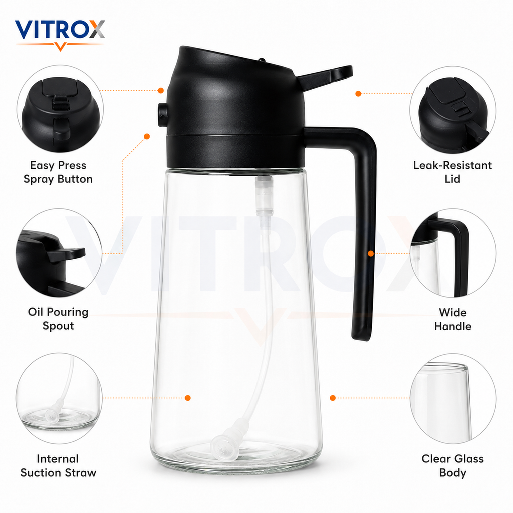 2-in-1 Spray & Pour Glass Oil Dispenser Bottle with Handle