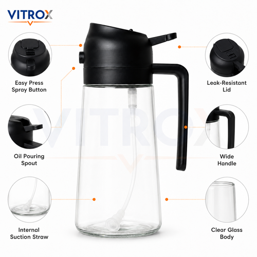 2-in-1 Spray & Pour Glass Oil Dispenser Bottle with Handle