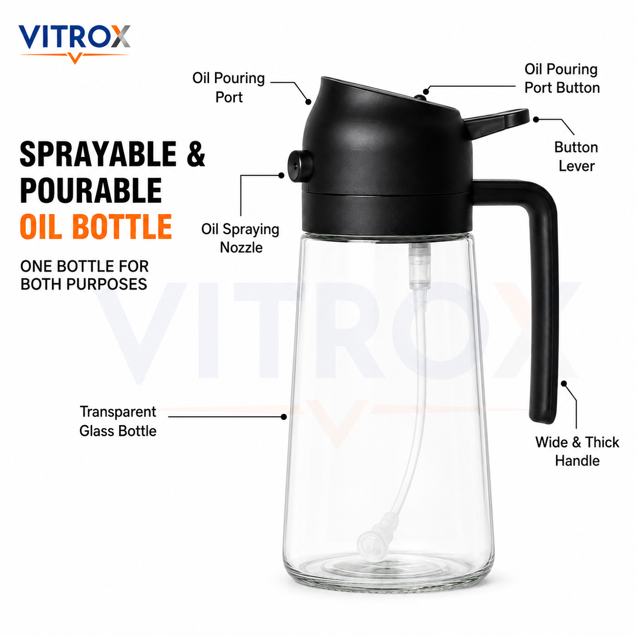 2-in-1 Spray & Pour Glass Oil Dispenser Bottle with Handle