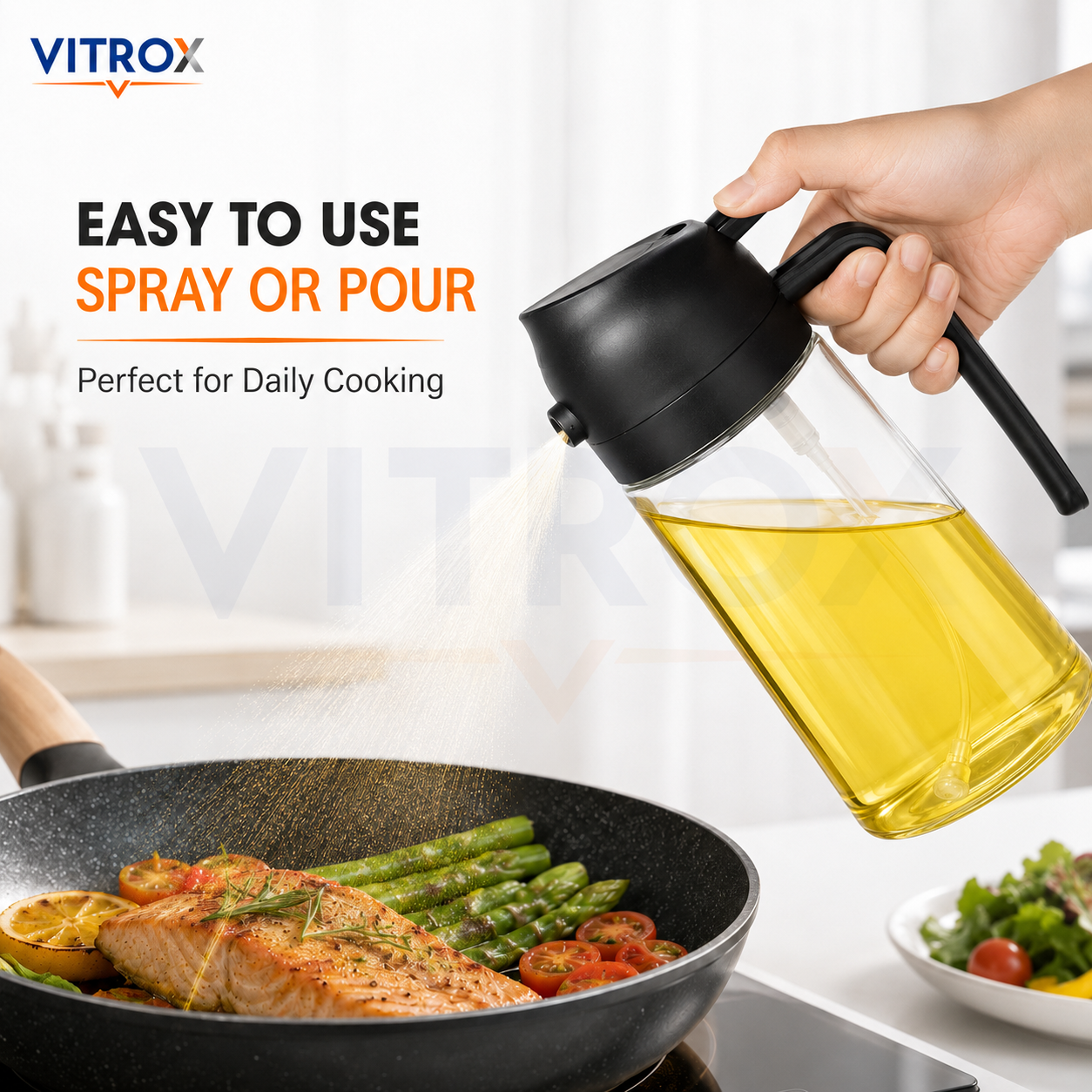 2-in-1 Spray & Pour Glass Oil Dispenser Bottle with Handle