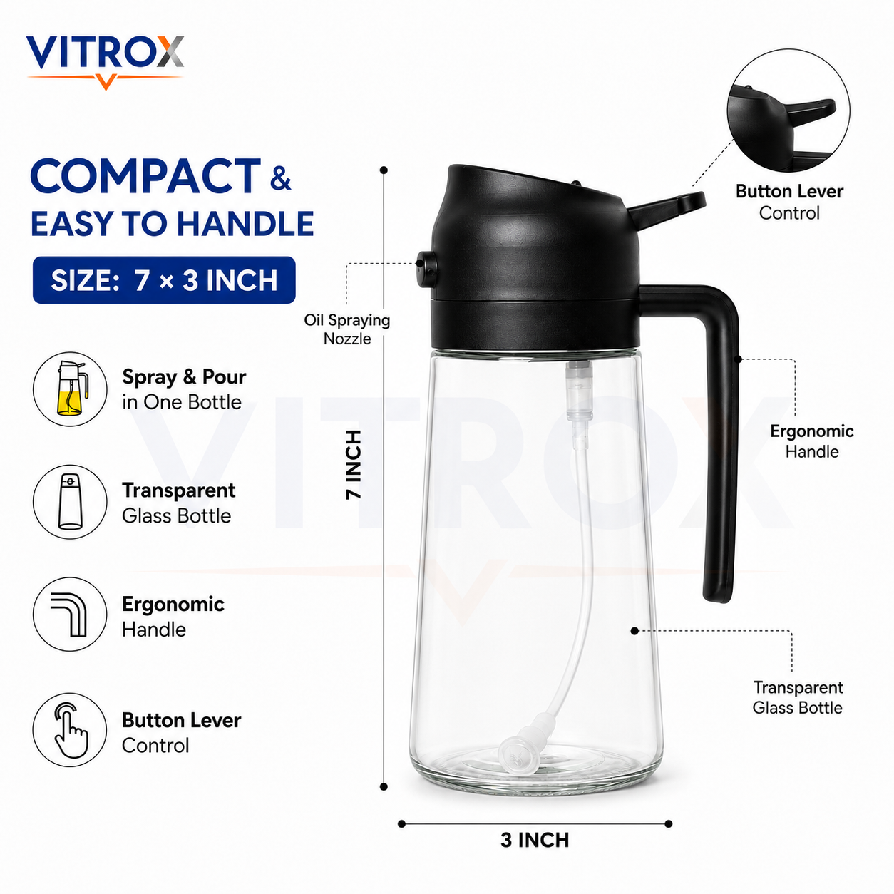 2-in-1 Spray & Pour Glass Oil Dispenser Bottle with Handle
