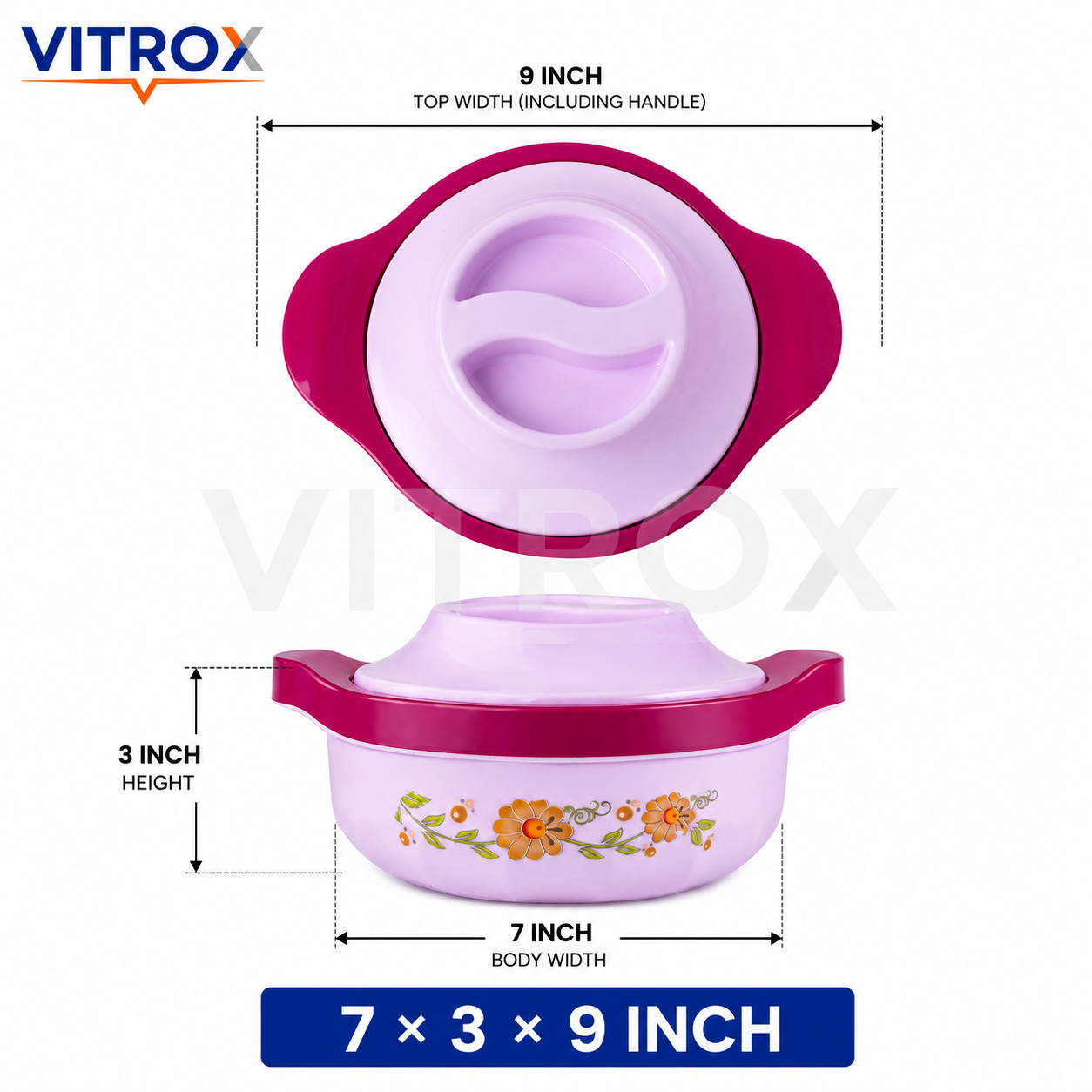 Insulated Flower Casserole with Stainless Steel Inner &  Easy-Grip Handles