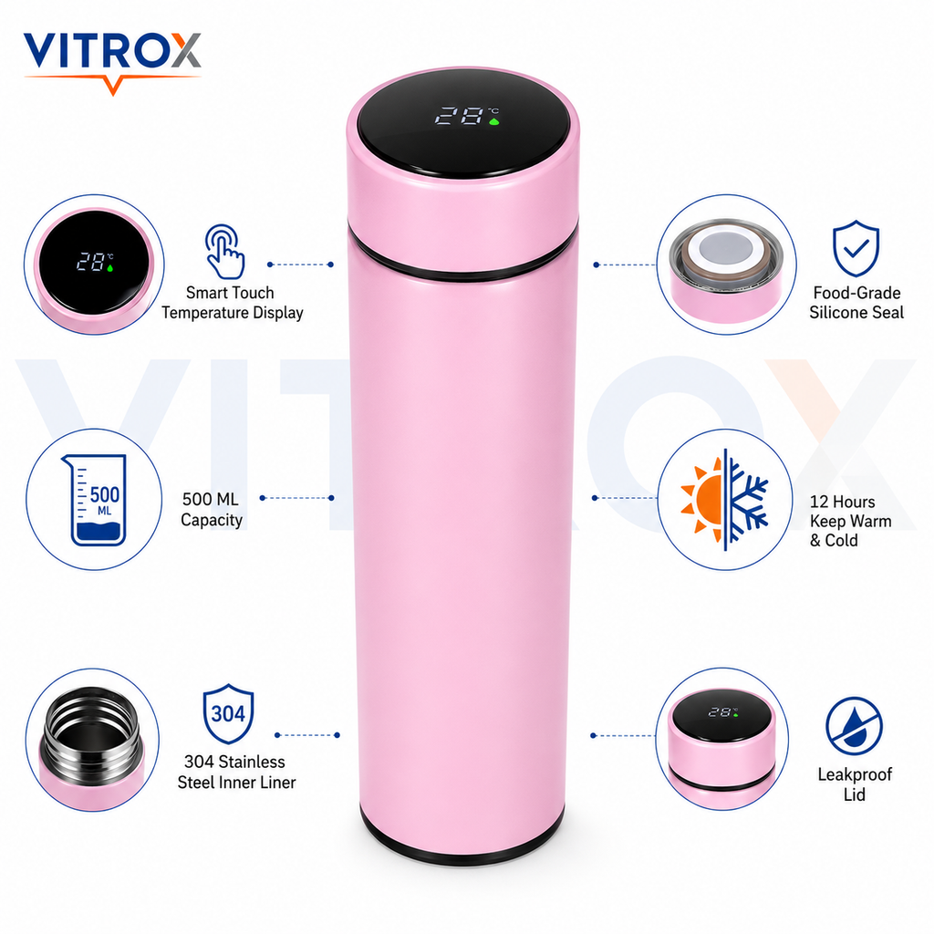 500 ML Smart Temperature Display Vacuum Flask with Tea Infuser