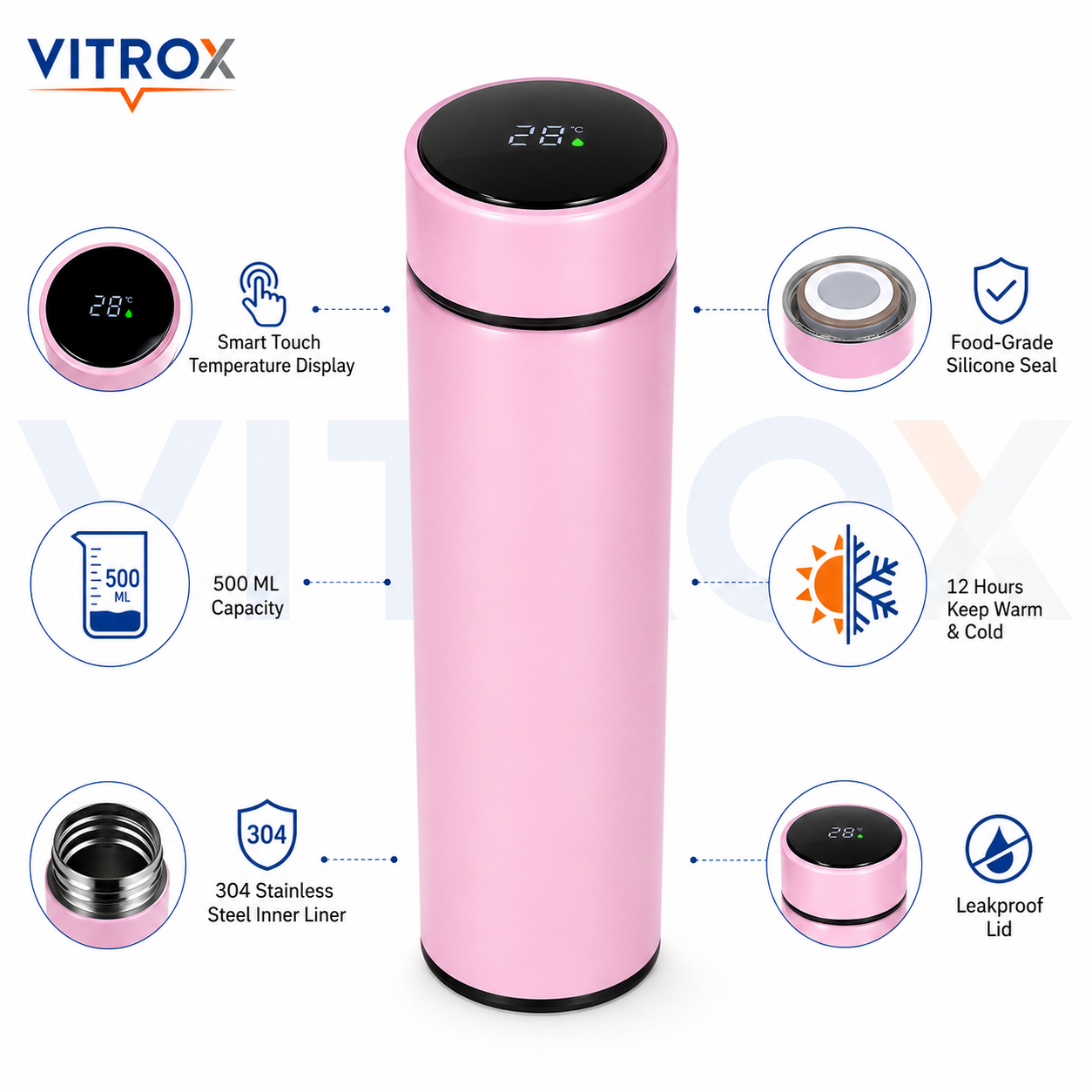 500 ML Smart Temperature Display Vacuum Flask with Tea Infuser