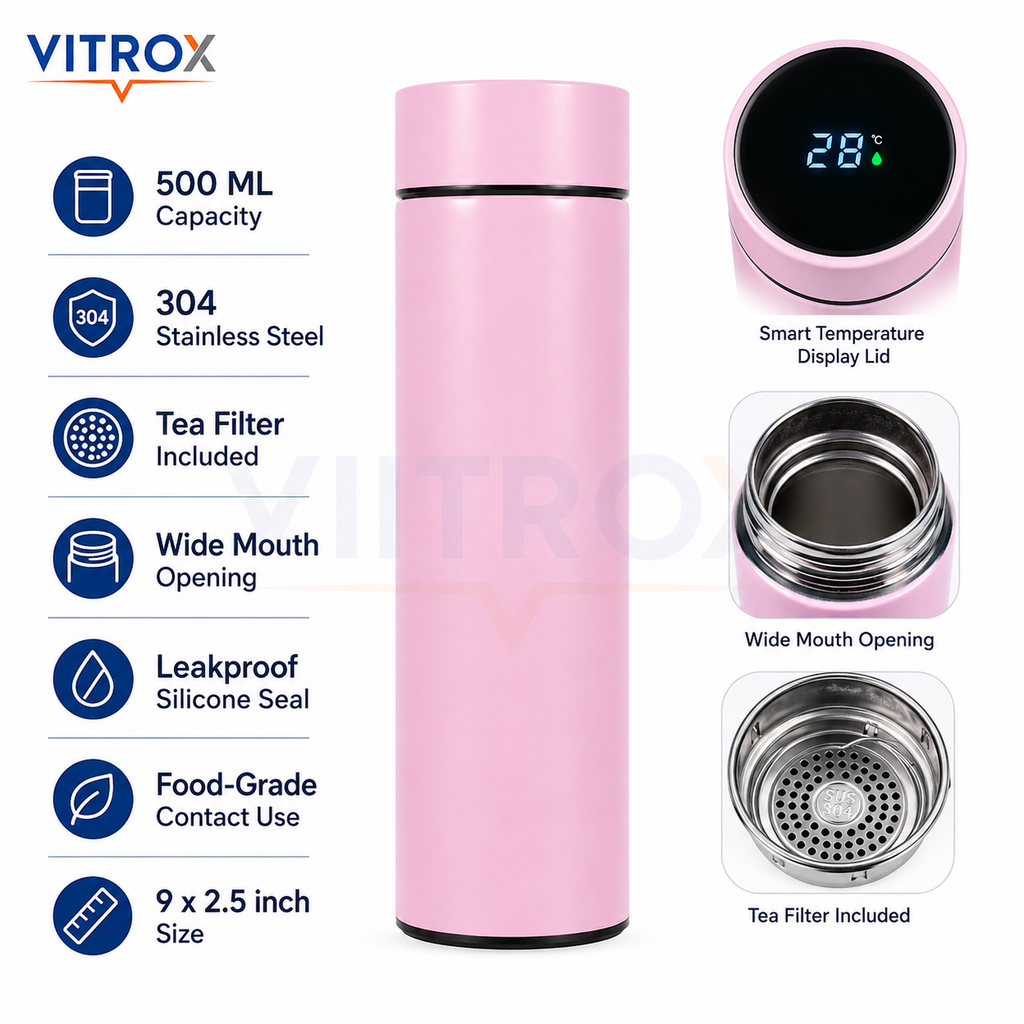 500 ML Smart Temperature Display Vacuum Flask with Tea Infuser