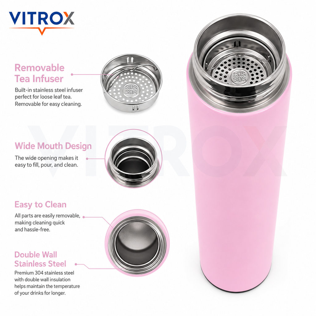 500 ML Smart Temperature Display Vacuum Flask with Tea Infuser