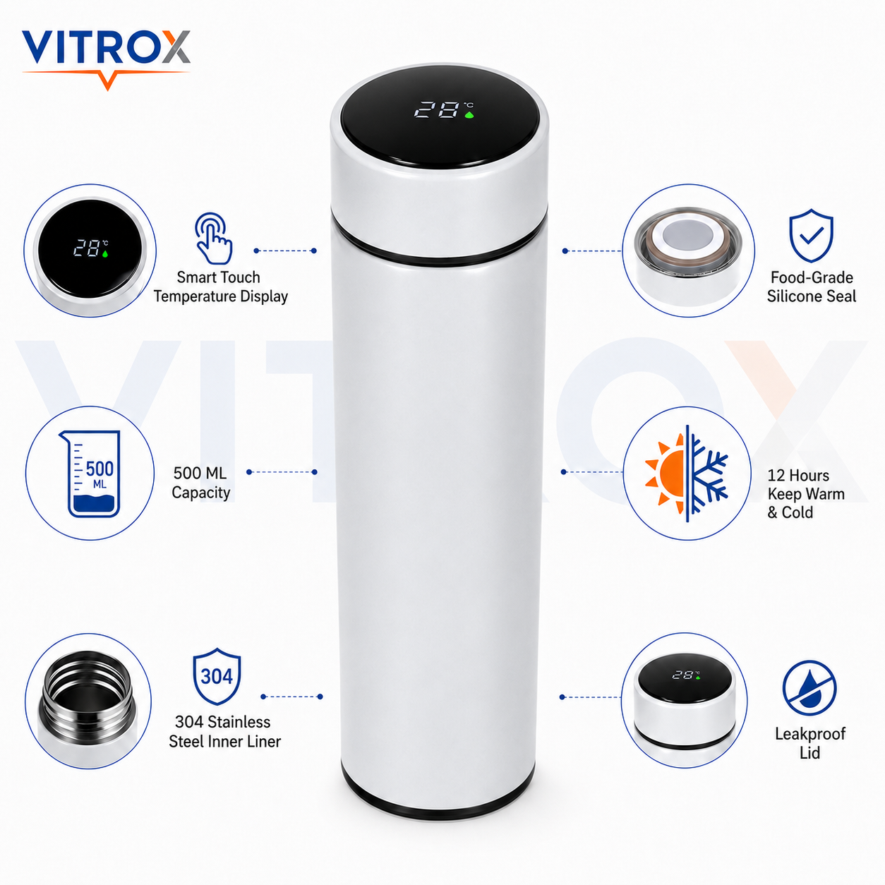 500 ML Smart Temperature Display Vacuum Flask with Tea Infuser