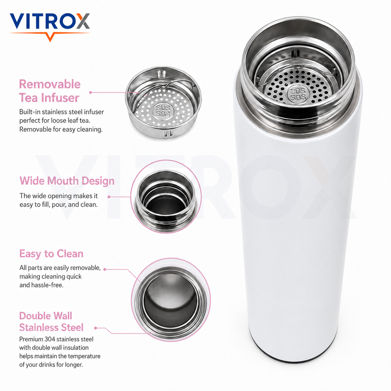 500 ML Smart Temperature Display Vacuum Flask with Tea Infuser