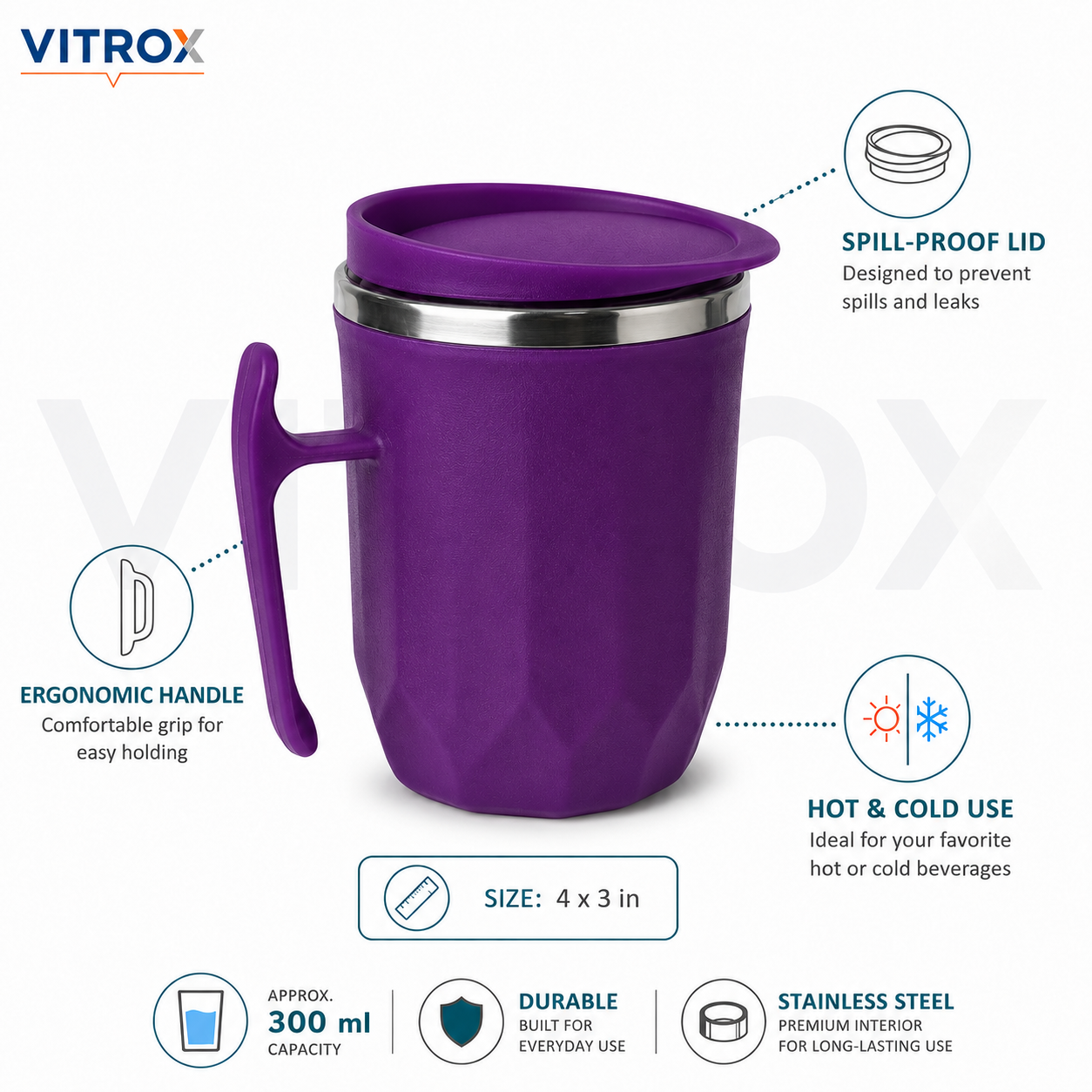 Hot & Cold Insulated Coffee Mug - 300ml