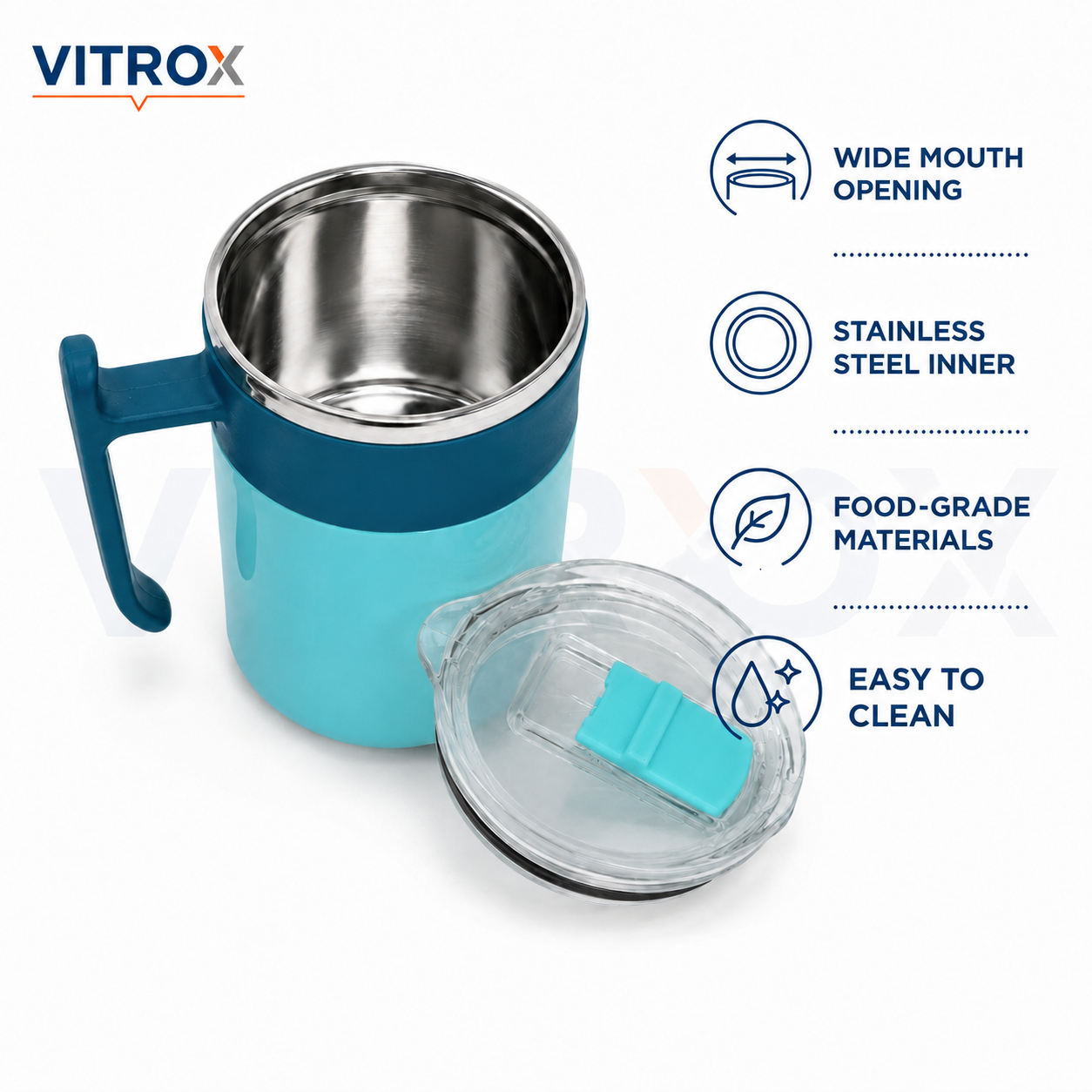 Hot & Cold Stainless Steel Mug with Slide-to-Open Lid and Handle