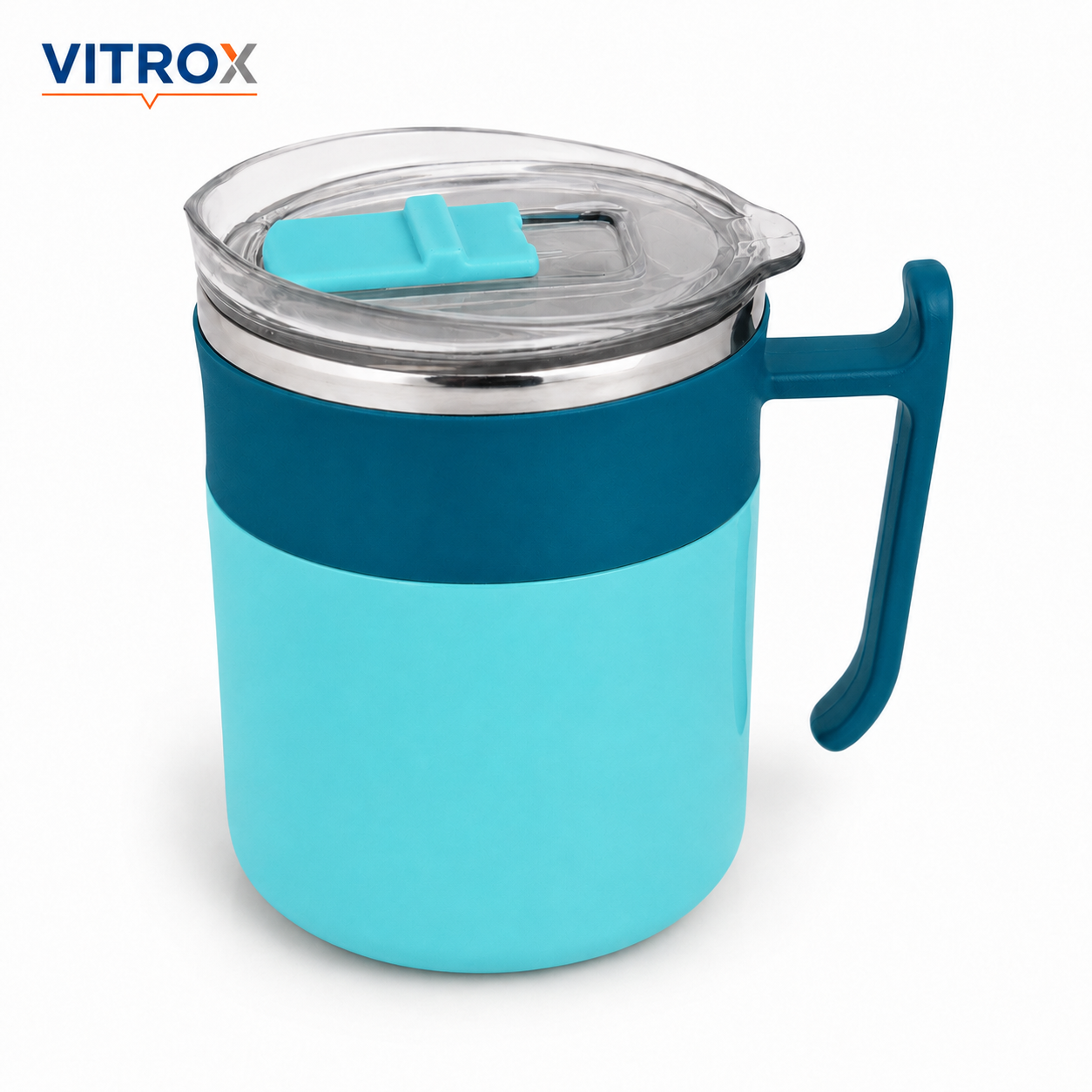 Hot & Cold Stainless Steel Mug with Slide-to-Open Lid and Handle