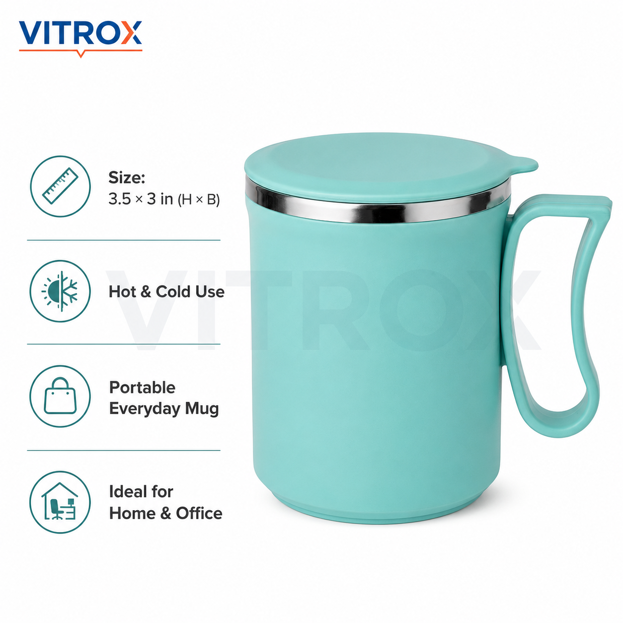 Stainless Steel Inner Coffee Mug with Lid and Handle
