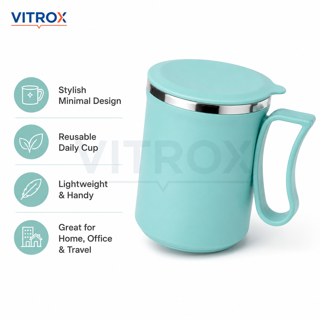 Stainless Steel Inner Coffee Mug with Lid and Handle