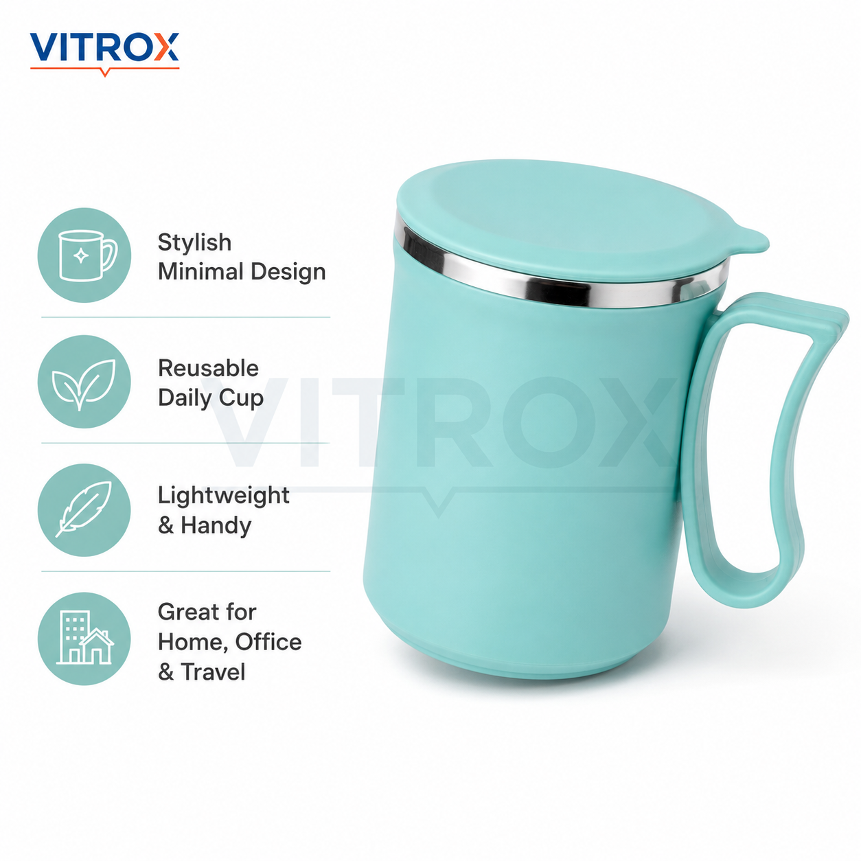 Stainless Steel Inner Coffee Mug with Lid and Handle