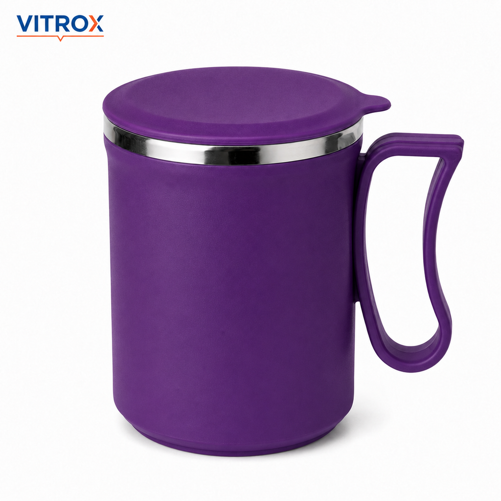 Stainless Steel Inner Coffee Mug with Lid and Handle