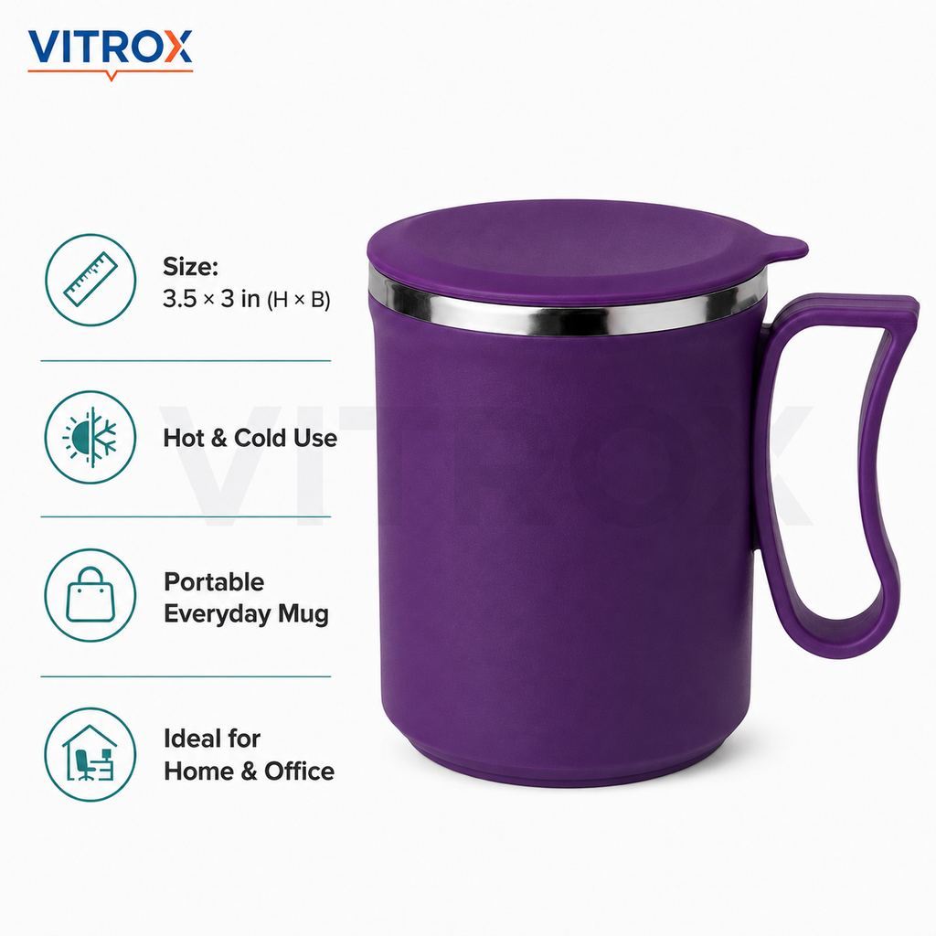 Stainless Steel Inner Coffee Mug with Lid and Handle