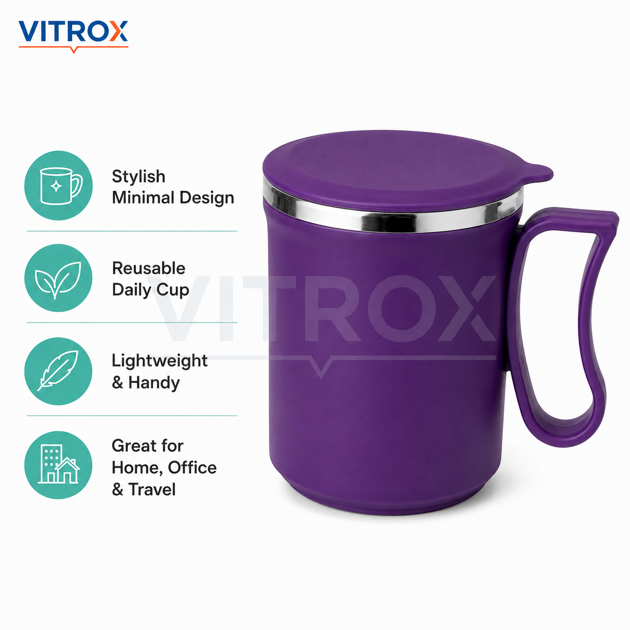 Stainless Steel Inner Coffee Mug with Lid and Handle