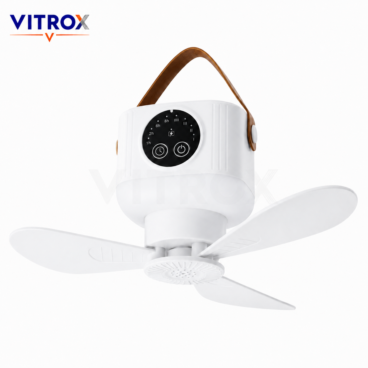 Rechargeable Portable Hanging Fan with LED Light, Remote Control & Timer