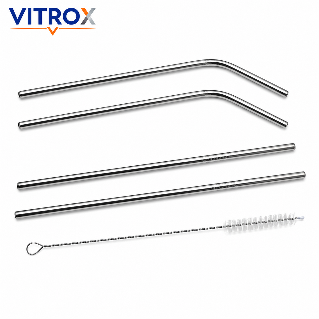 VITROX Reusable Stainless Steel Straw Set with Cleaning Brush
