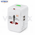 Vitrox All-in-One Universal Travel Adaptor with Dual USB Ports, Surge Protection & Worldwide Plug Support – White