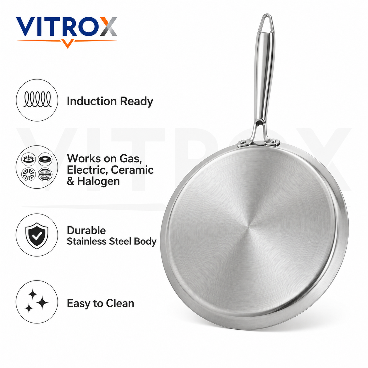 Tri-Ply Honeycomb Dosa Tawa 290 mm | Stainless Steel