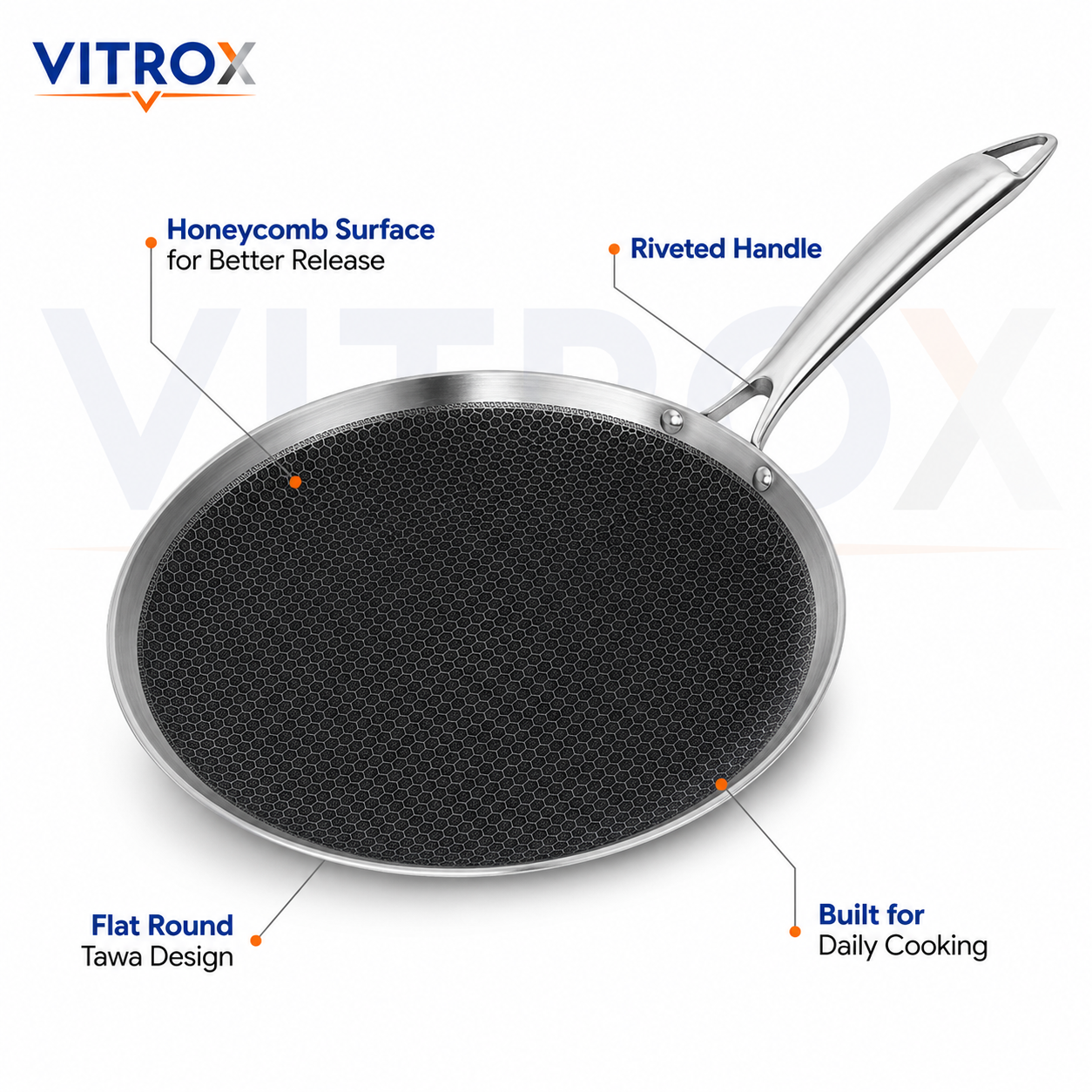 Tri-Ply Honeycomb Dosa Tawa 290 mm | Stainless Steel