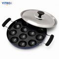 12 Cavity Non-Stick Appam Pan with Lid &amp; Dual Side Handles