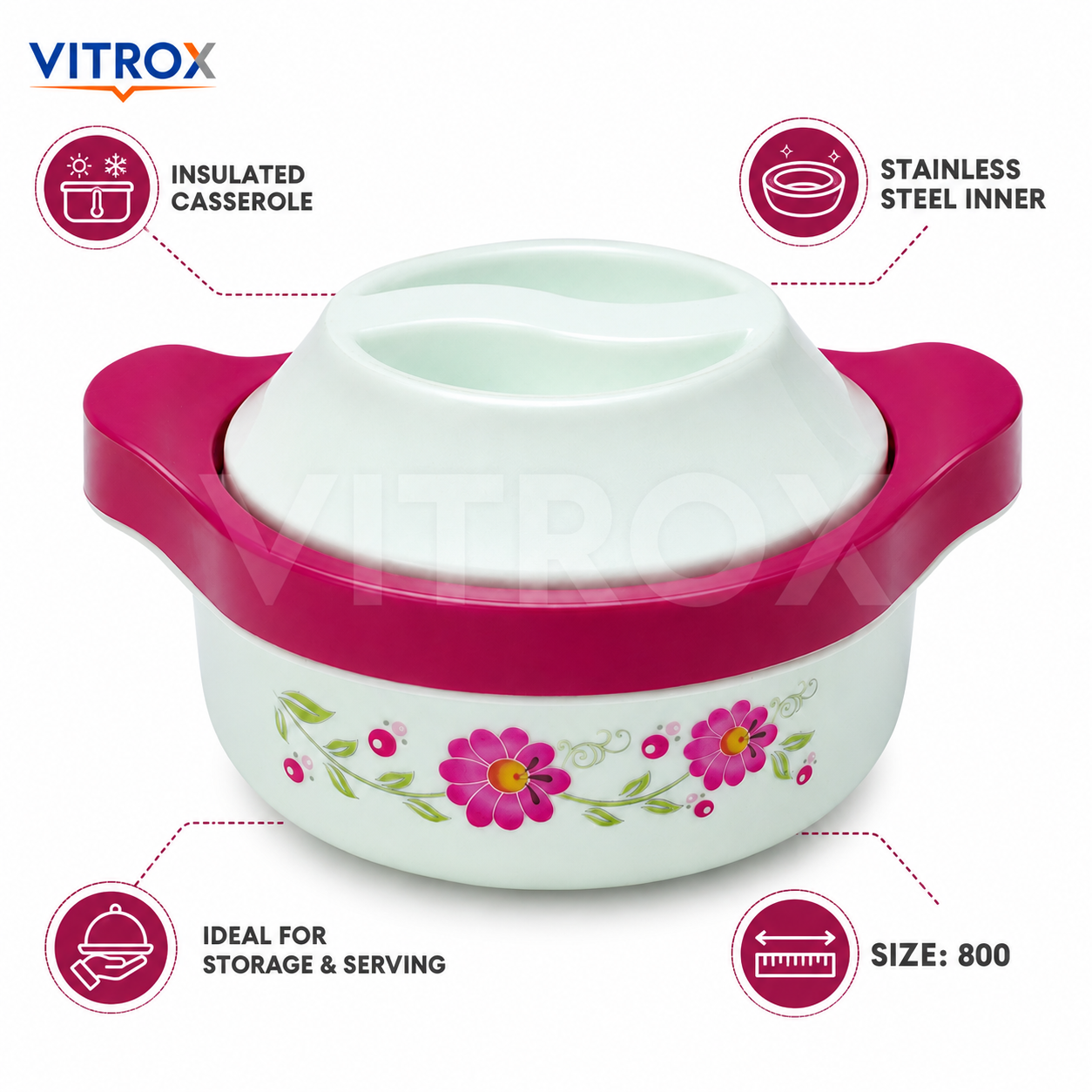 Insulated Stainless Steel Casserole – 800 ml