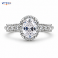 Vitrox Oval Stone Adjustable Ring for Girls & Women – Silver-Plated Alloy, Flexible Size