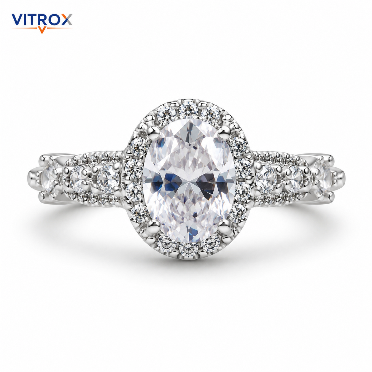 Vitrox Oval Stone Adjustable Ring for Girls & Women – Silver-Plated Alloy, Flexible Size