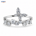 Vitrox Oval Stone Adjustable Ring for Girls & Women – Silver-Plated Alloy, Flexible Size