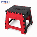 Foldable Utility Step Stool with Carry Handle – Red &amp; Black