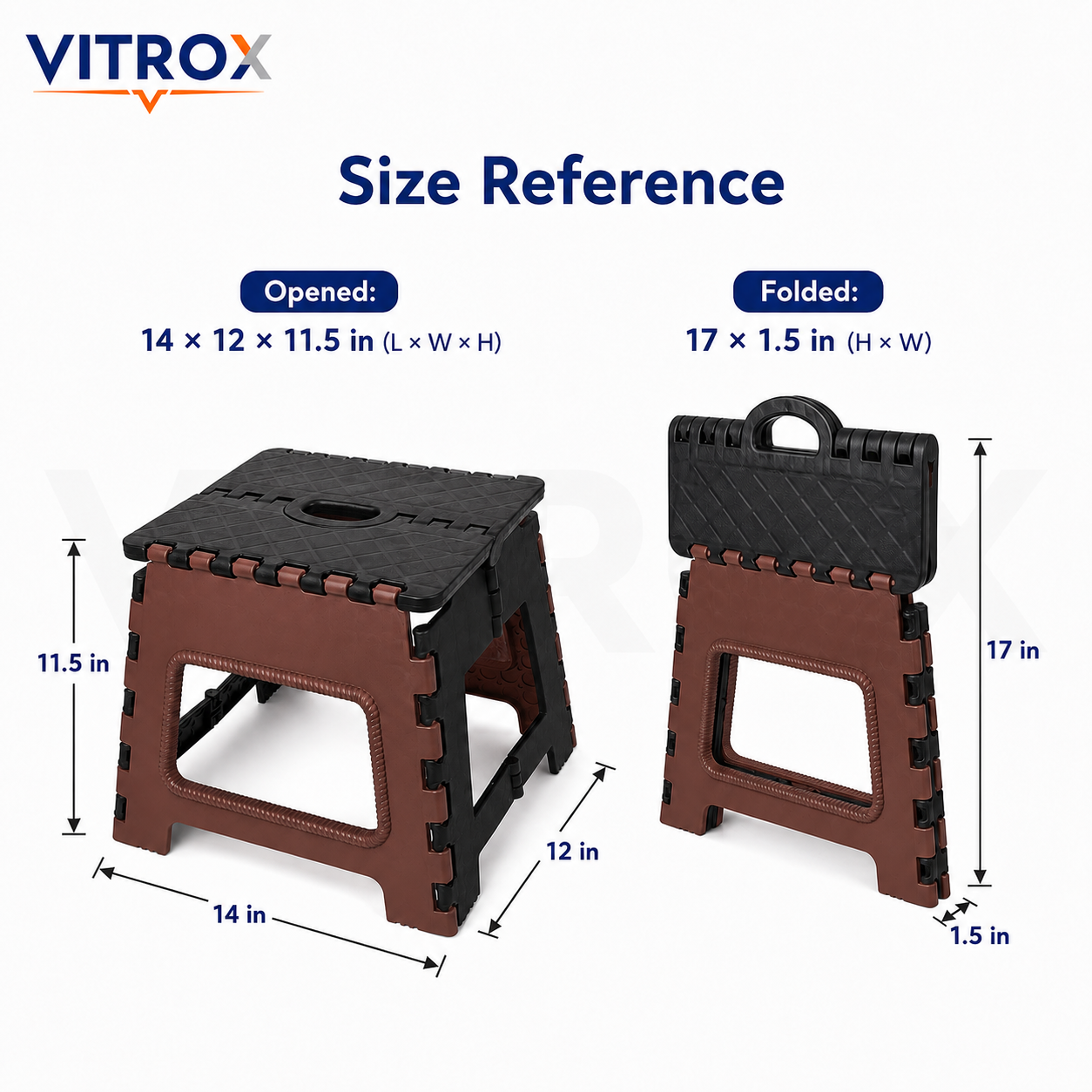 Foldable Utility Step Stool with Carry Handle – Brown &amp; Black