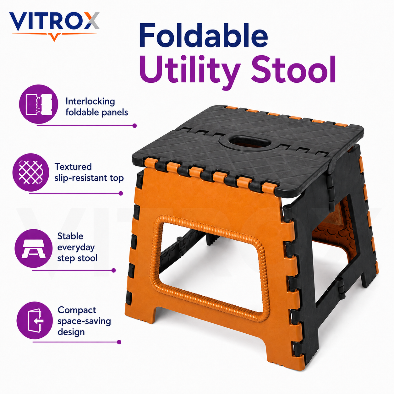 Foldable Utility Step Stool with Built-In Carry Handle