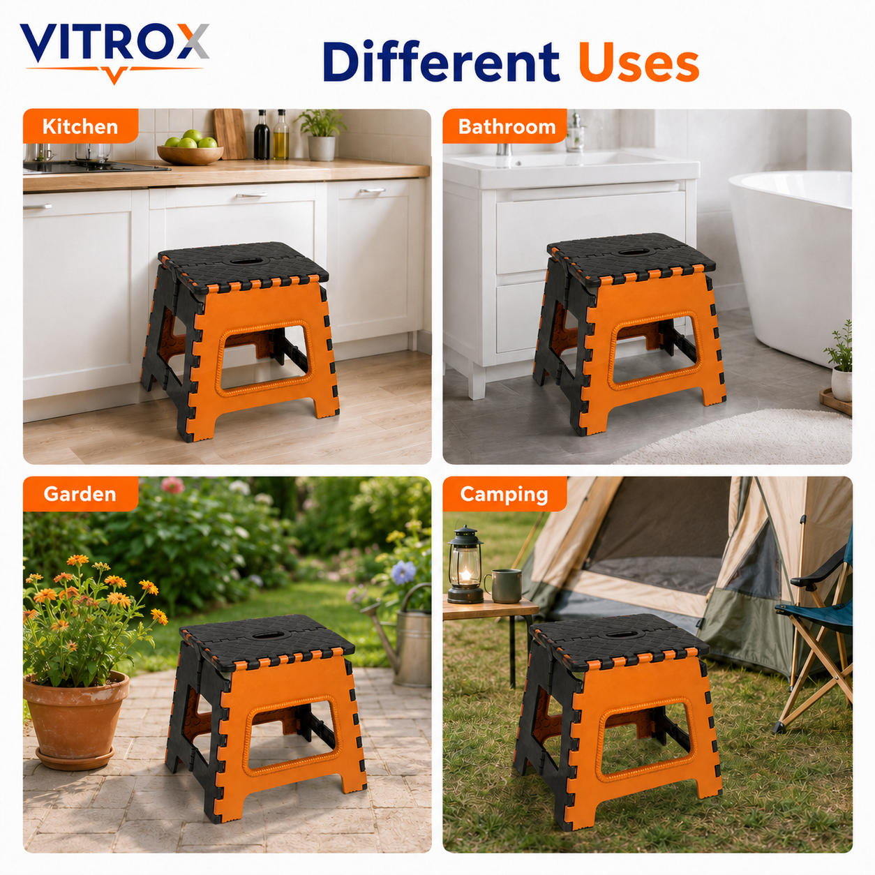 Foldable Utility Step Stool with Built-In Carry Handle