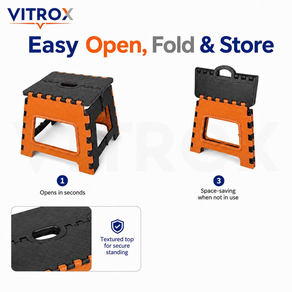 Foldable Utility Step Stool with Built-In Carry Handle