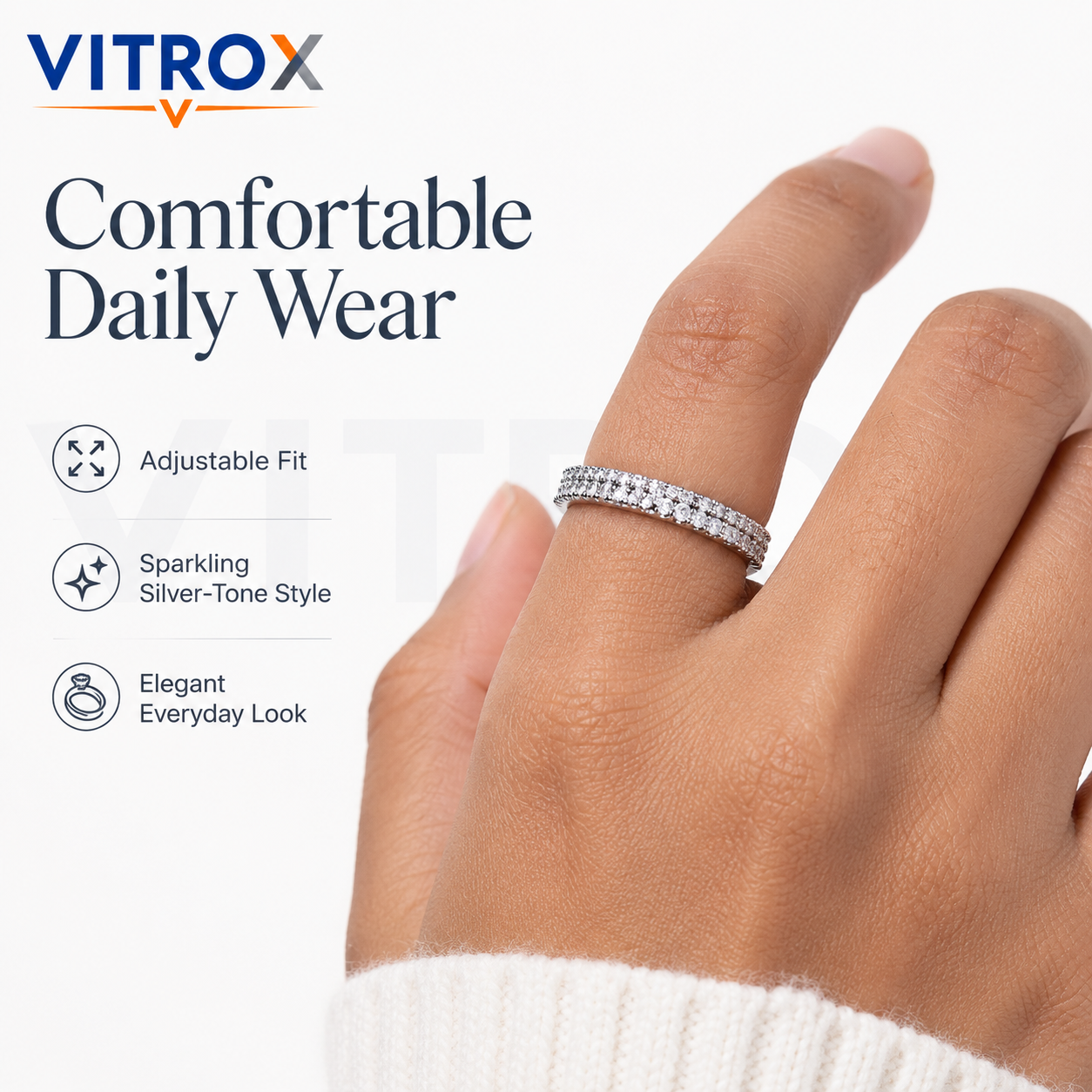 Silver-Tone Adjustable Ring for Adults&nbsp;